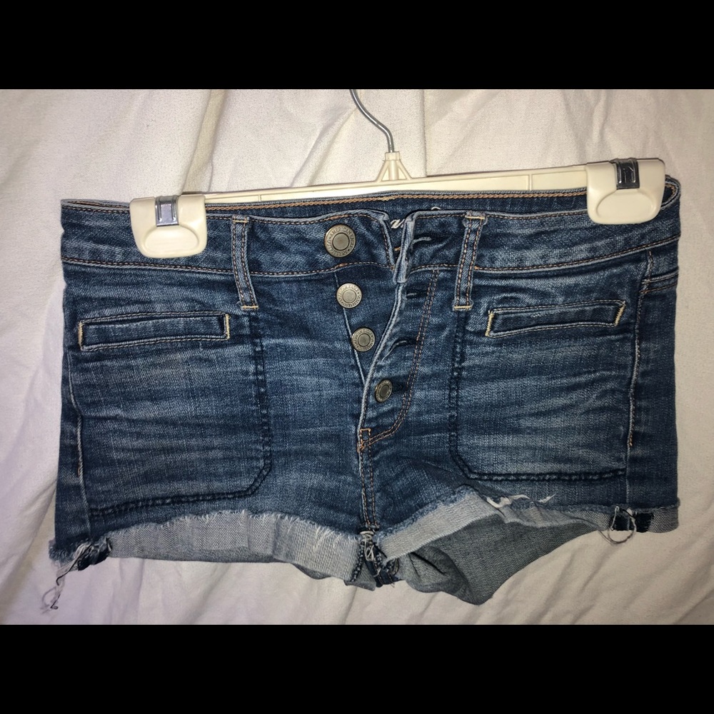 Button up denim shorts